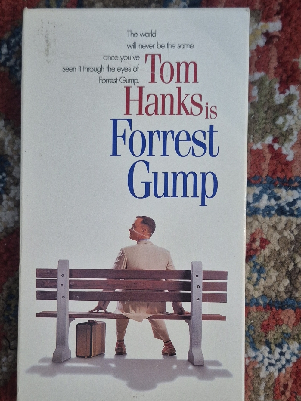 Tom Hanks is Forrest Gump VHS Cover - White & Blue
